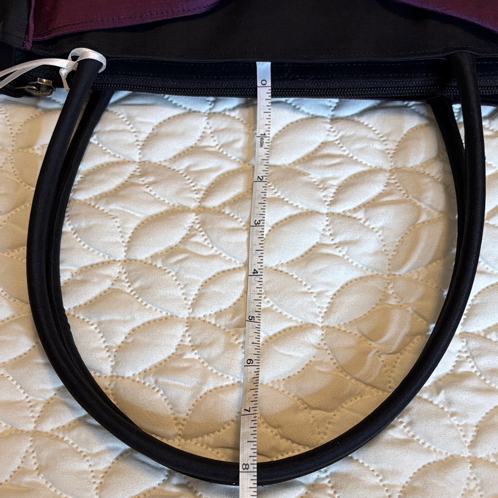 Claire V. Luxury Silk Black and Purple Satchel Zip Top Closure NWT - Picture 15 of 15